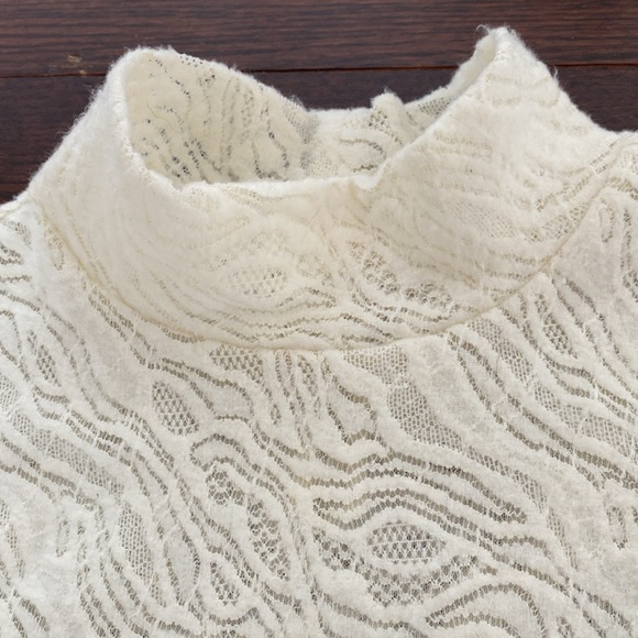 Anthropologie Lace Ivory Long Sleeve Mock Neck, Women’s Small - Picture 10 of 12